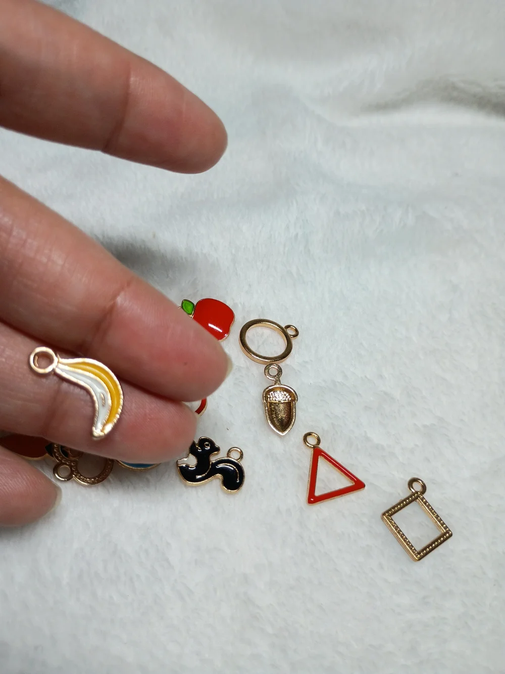 Kids Enamel Fruit & Shape Charm Set - Red, Blue, Pink, Black, Orange